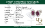 Aretes con rubí y diamantes en oro blanco 14KT