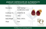 Aretes con rubí en oro amarillo 14KT