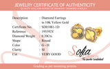 (SOFIA) Aretes (trébol) con diamantes en oro amarillo 10kt.