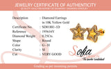(SOFIA) Aretes (estrella) con diamantes en oro amarillo 10kt.
