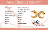 (SOFIA) Aretes (luna) con diamantes en oro amarillo 10kt.