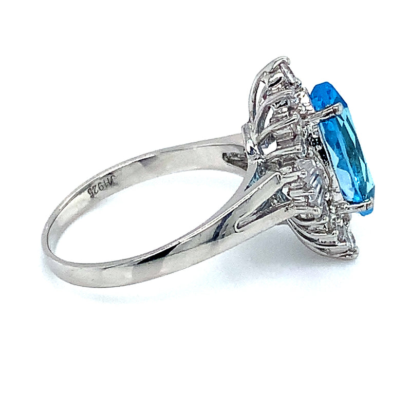 Anillo de cuarzo azul en plata 925 ANTES: $165.00