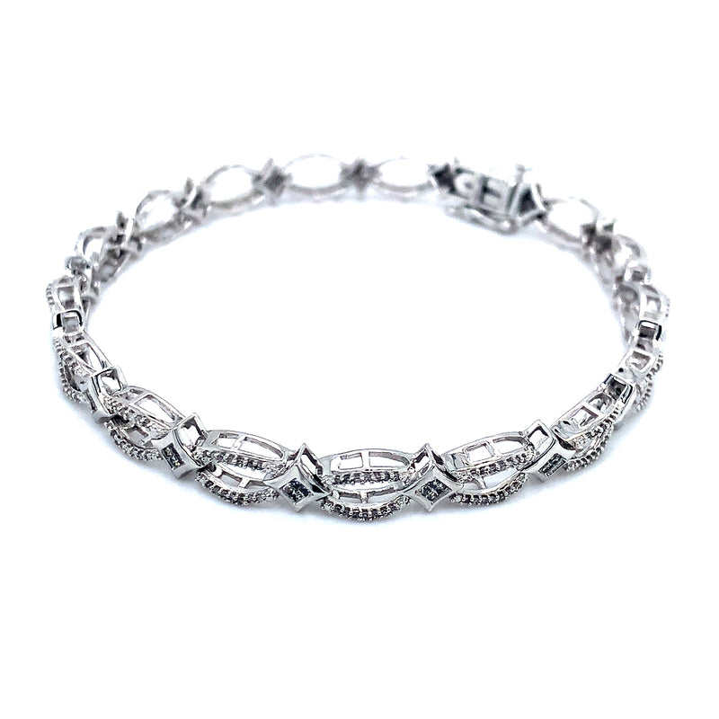 (SOFIA) Pulsera con diamantes en oro blanco 10kt