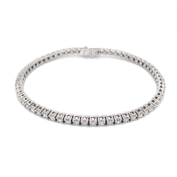 (LD) Pulsera (tennis) con diamantes de laboratorio en oro blanco 14kt.