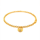 Pulsera (corazón) en oro amarillo 18k. 16/18cm