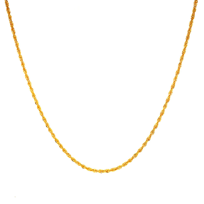 Cadena (hueca Cordón) 50CM en oro amarillo 18k