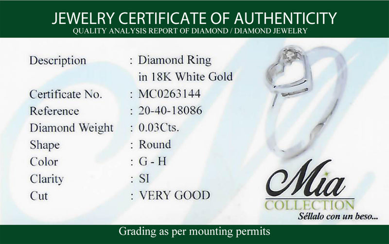 (MIA) Anillo con diamante en oro blanco 18kt.