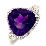 Anillo con cuarzo amatista en plata 925