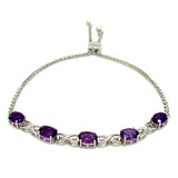 Pulsera (ajustable) con cuarzo amatista en plata 925
