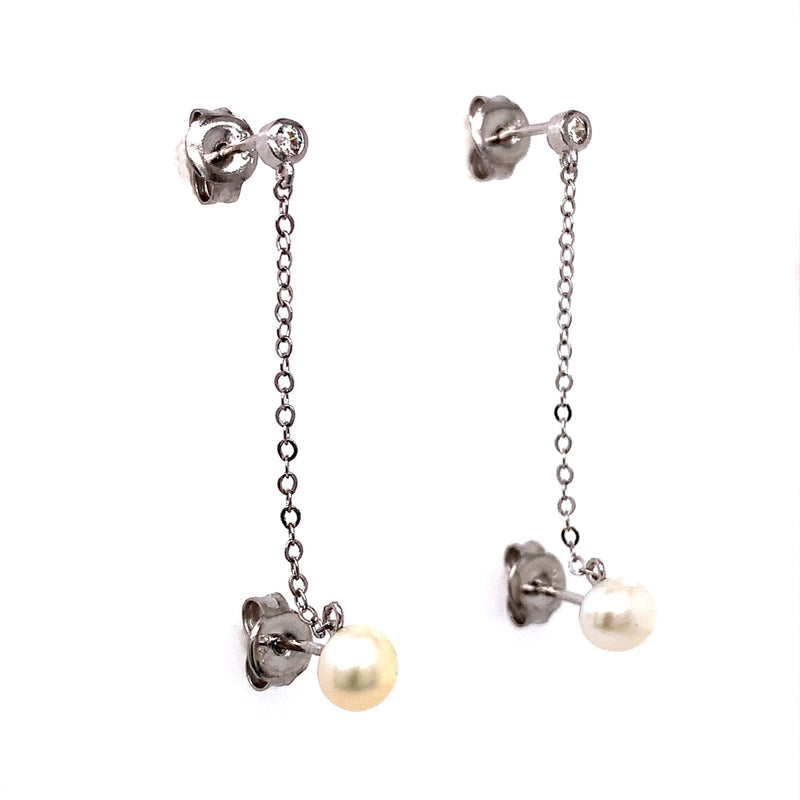 (SWAN) Aretes de perlas en plata 925