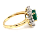Anillo de Esmeralda con diamantes en oro amarillo 14kt.