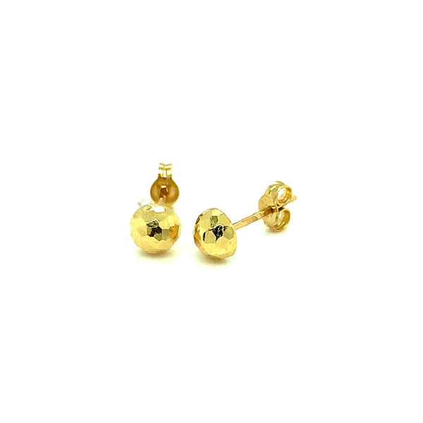 Aretes (media bolita adiamantadas) en oro amarillo 18kt.