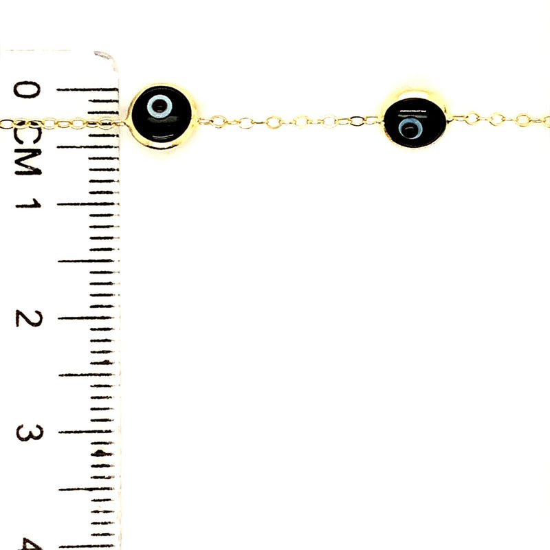 Pulsera (ojos turcos) en oro amarillo 10k. 19cm