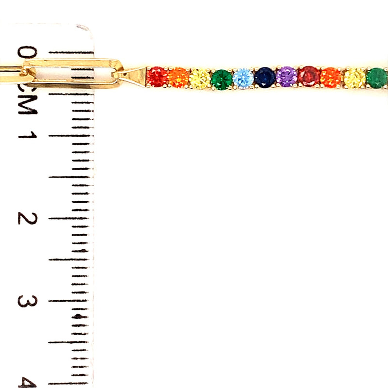 Pulsera (con circones de colores) en oro amarillo 10k. 18cm