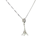 Collar (torre Eiffel) con circones en oro blanco 10k. 45cm