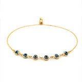 Pulsera ajustable (ojo turco) con oro amarillo 10k