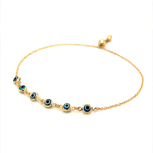 Pulsera ajustable (ojo turco) con oro amarillo 10k