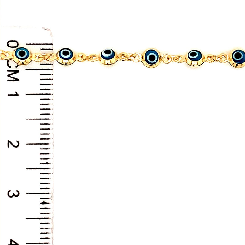 Pulsera ajustable (ojo turco) con oro amarillo 10k