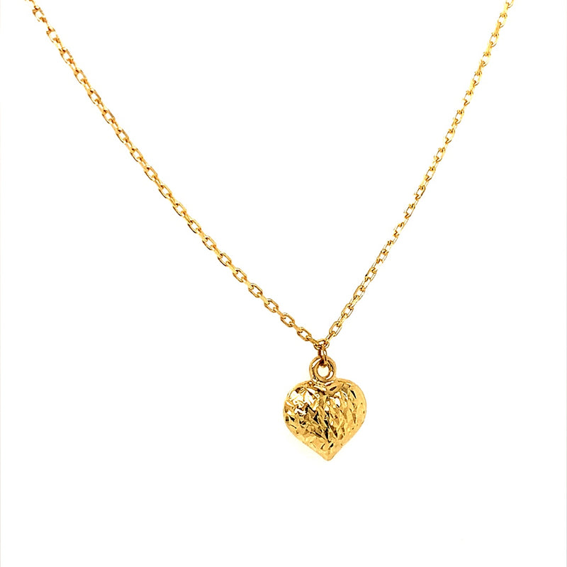 Collar (corazón) en oro amarillo 10kt. 45cm