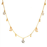 Choker (estrellas y lunas) en oro 3 Tonos 10kt. 37cm-40cm