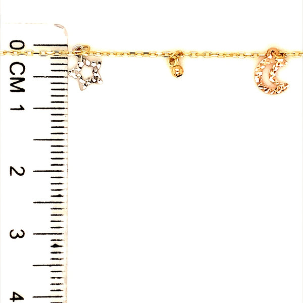 Choker (estrellas y lunas) en oro 3 Tonos 10kt. 37cm-40cm