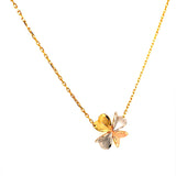 Collar (flor) en oro tres tonos 10k. 45cm