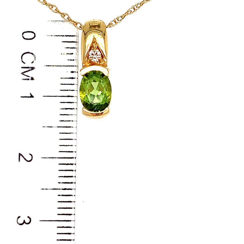 COLLAR DE PERIDOTO CON DIAMANTES EN ORO AMARILLO 14KT