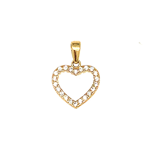Dije (corazón) reversible con circones en oro amarillo 10kt.