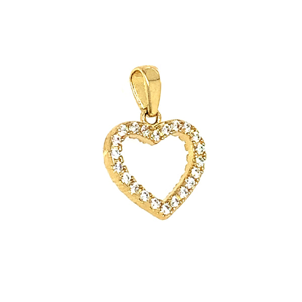 Dije (corazón) reversible con circones en oro amarillo 10kt.