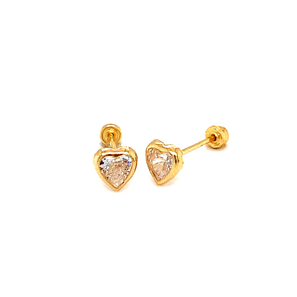 Aretes (corazón) para bebés en oro amarillo 18kt