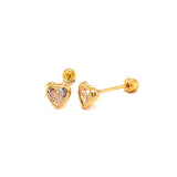 Aretes (corazón) para bebés en oro amarillo 18kt