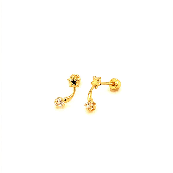 Aretes (estrella) para bebés en oro amarillo 18kt