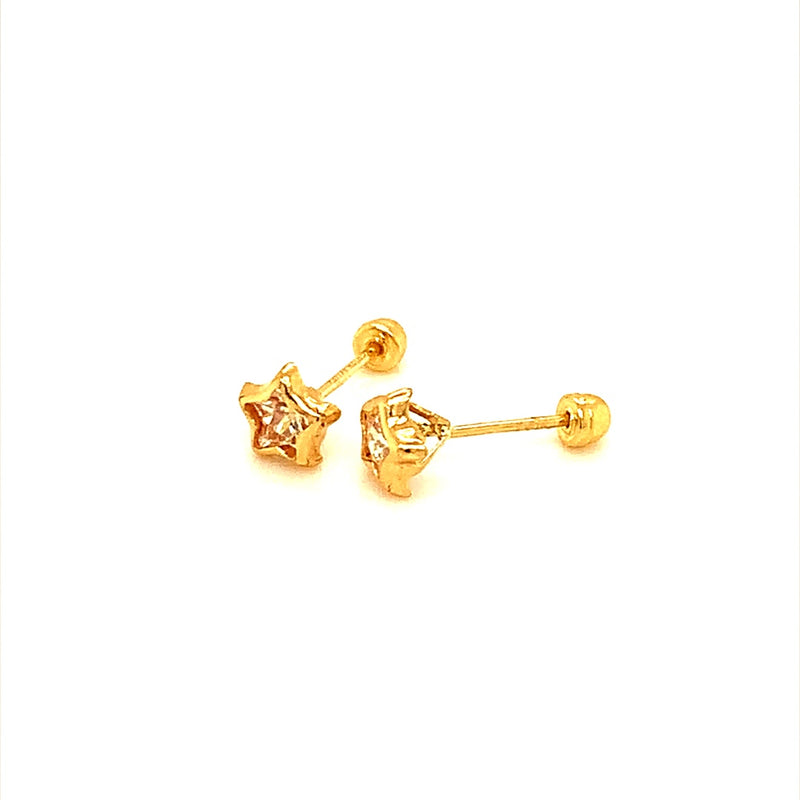 Aretes (estrellas) para bebés en oro amarillo 18kt