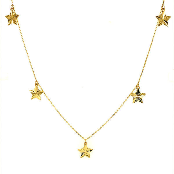 Choker (estrellas) en oro amarillo 10kt. 36cm/ 38cm