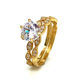 Set de anillos con circones en oro amarillo 18k