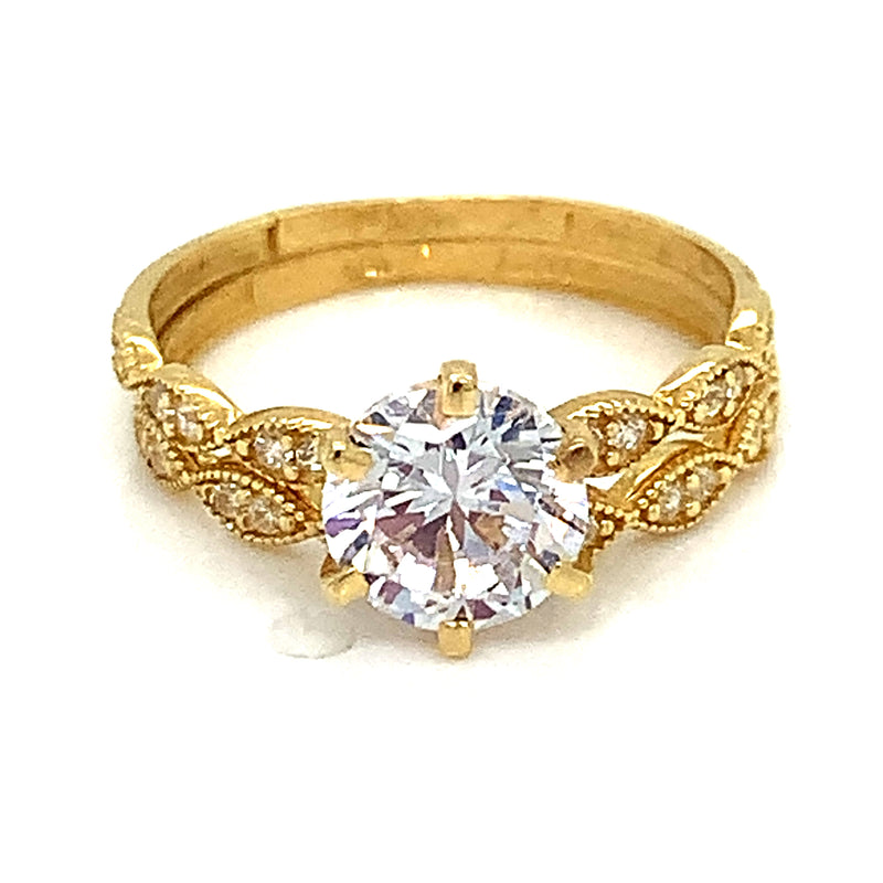 Set de anillos con circones en oro amarillo 18k