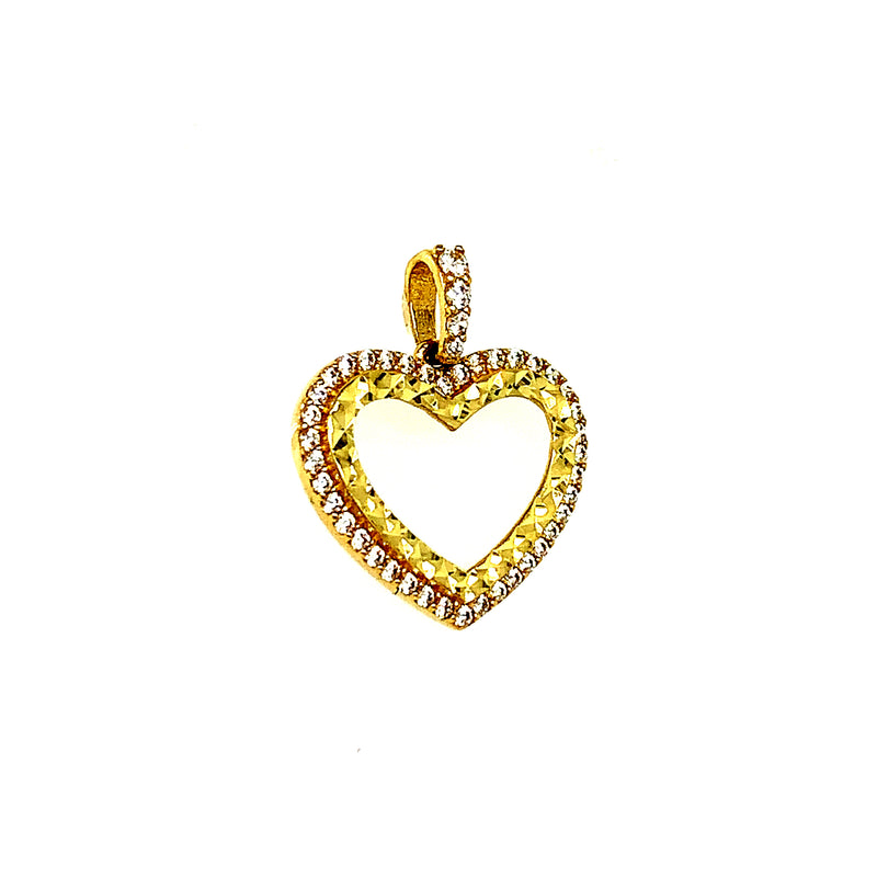 Dije (corazón) con circones en oro amarillo 18k