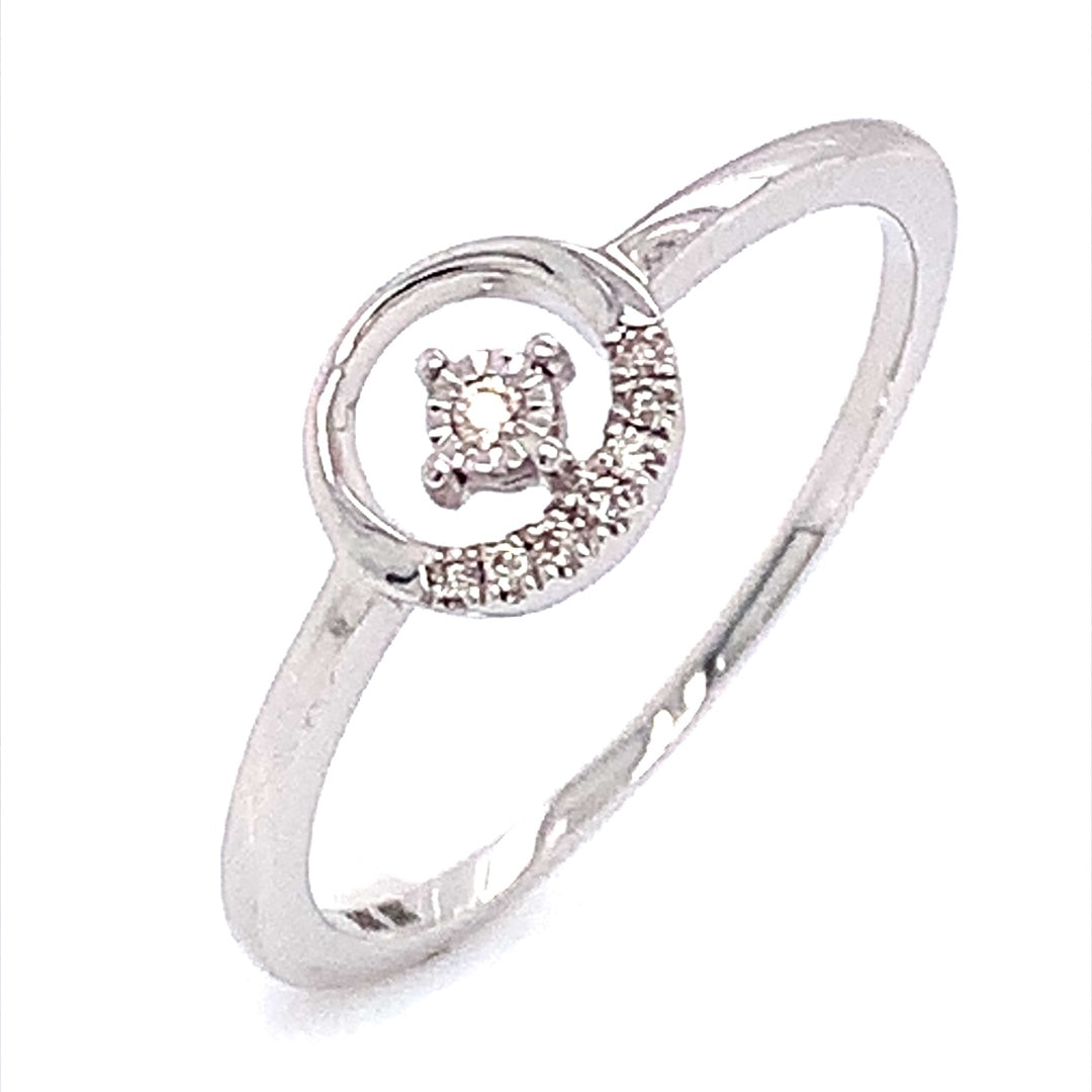 (ND) Anillo con diamantes en oro blanco 14kt.