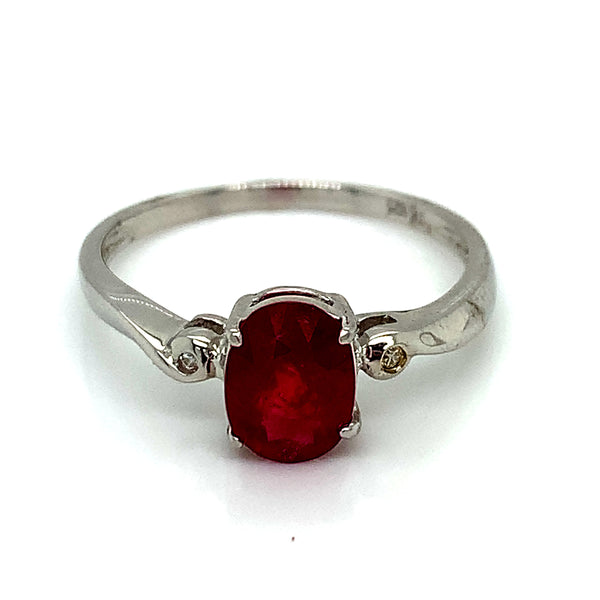 Anillo de rubí con circones 925