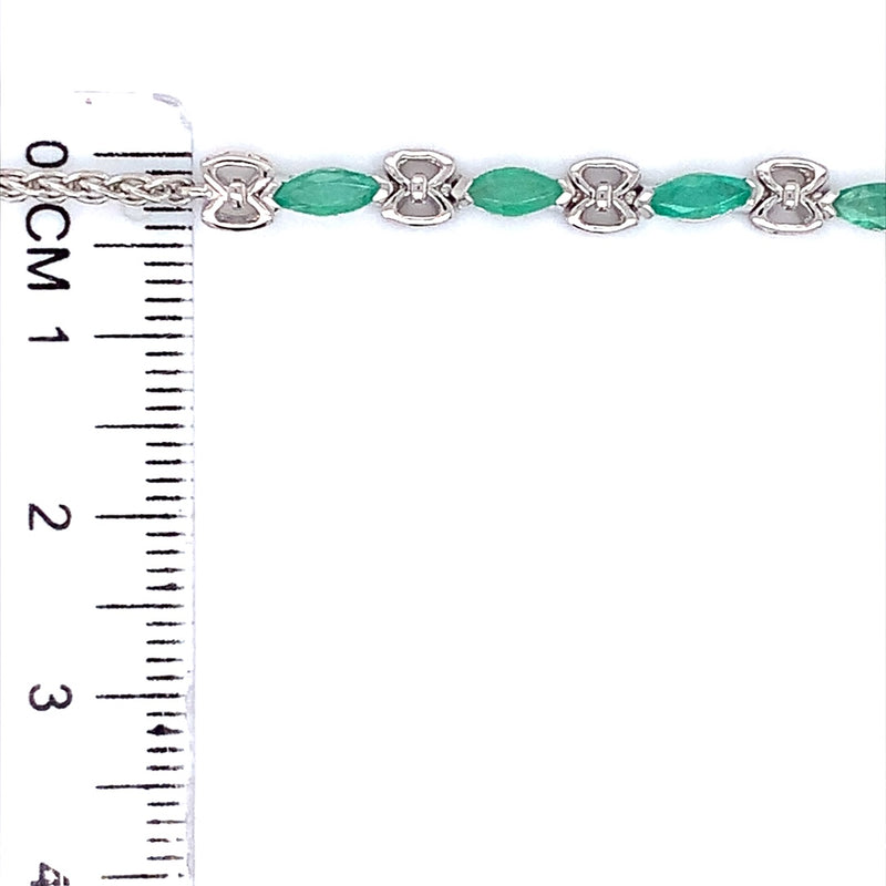 Pulsera ajustable de esmeralda en plata 925