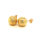 Aretes (bolitas adiamantadas) en oro amarillo 10kt