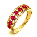 Anillo con circones en oro amarillo 10kt.