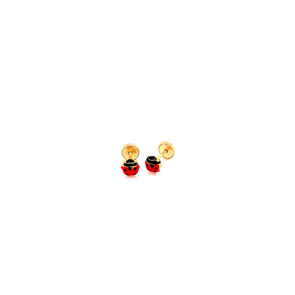 Aretes (mariquita) para bebés en oro amarillo 10kt