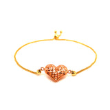 Pulsera (corazón) ajustable en oro amarillo 10k