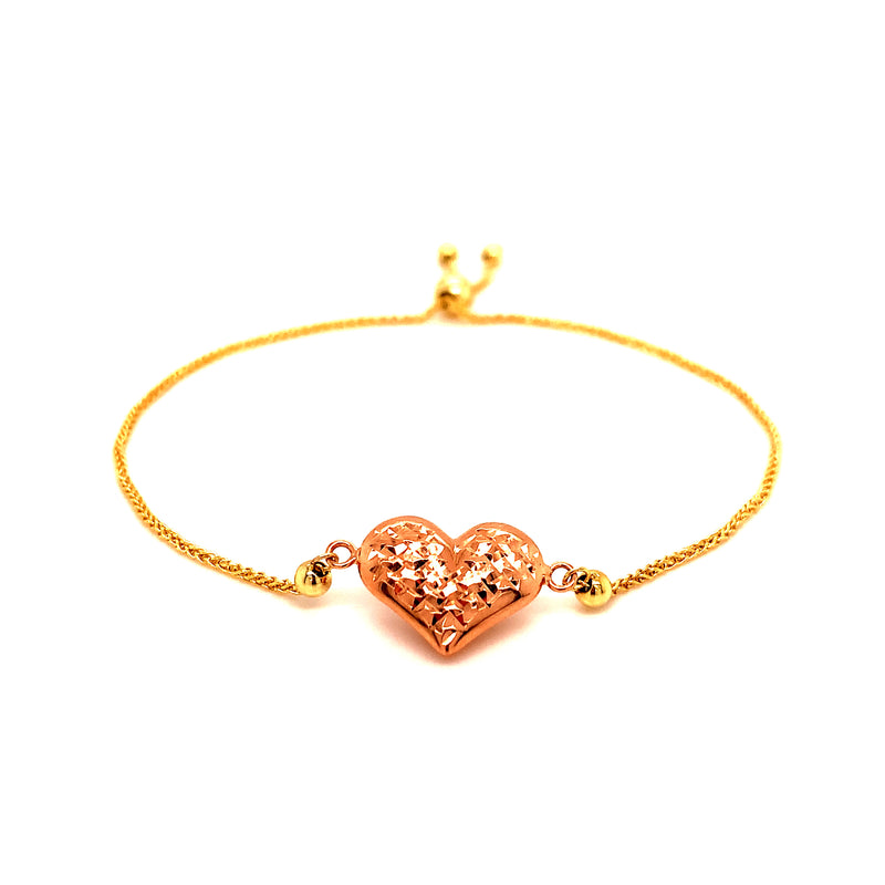 Pulsera (corazón) ajustable en oro amarillo 10k