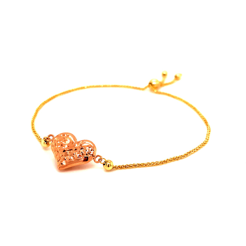 Pulsera (corazón) ajustable en oro amarillo 10k