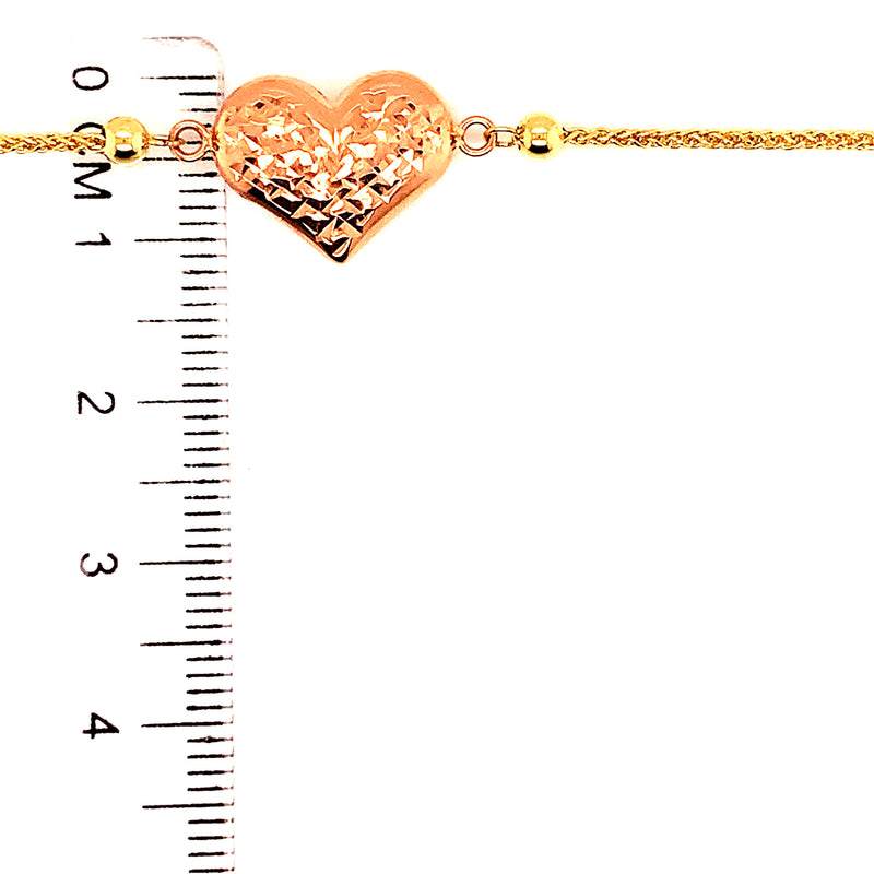 Pulsera (corazón) ajustable en oro amarillo 10k