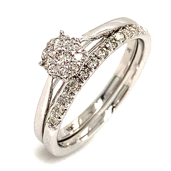 (SOFIA) Set de anillos con diamantes en oro blanco 10Kt.