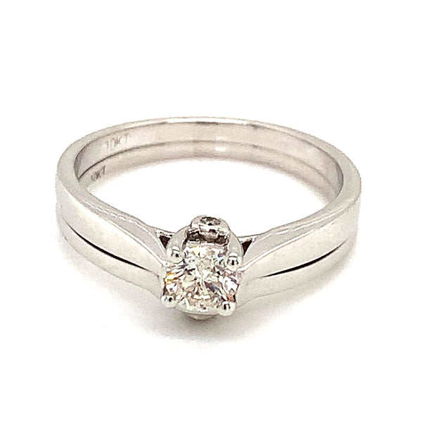 (SOFIA) Set de anillos con diamantes en oro blanco 10k  ANTES: $995.00