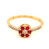 Anillo de rubí con diamantes 10kt.